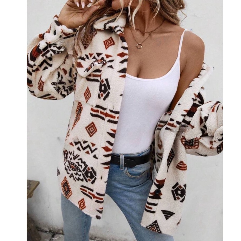 Boho Aztec Teddy Jacket - Picture 5 of 5